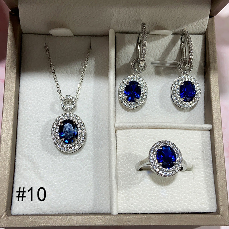 Synthetic Diamond Jewelry Set (Necklace/Ring/Earrings)