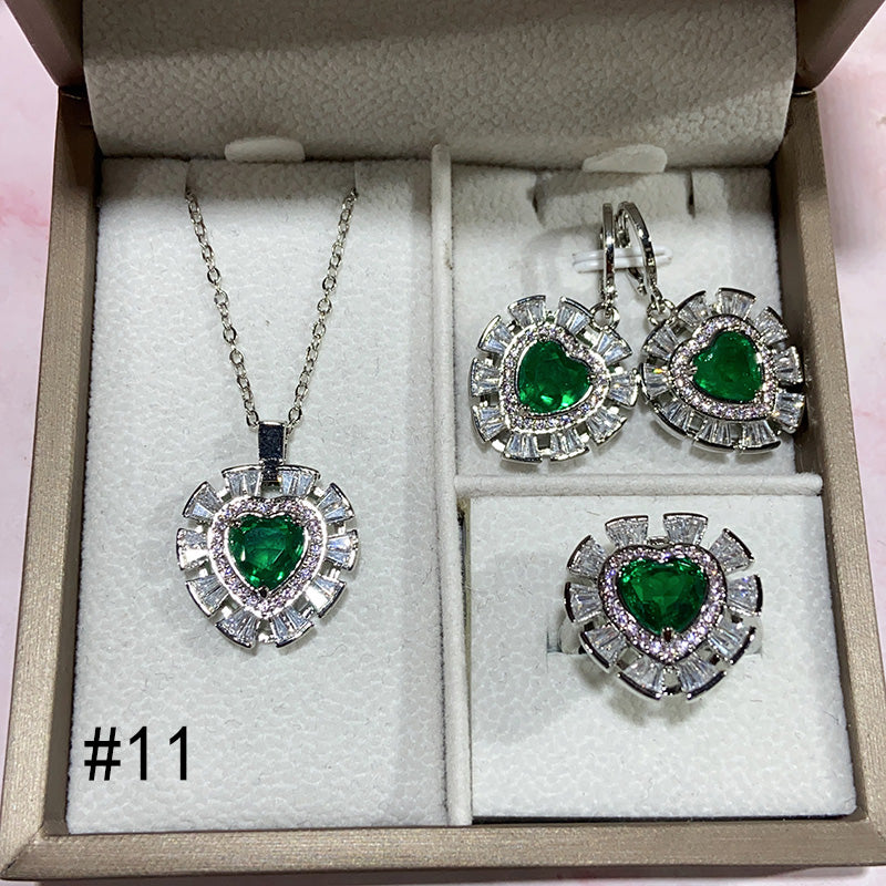 Synthetic Diamond Jewelry Set (Necklace/Ring/Earrings)