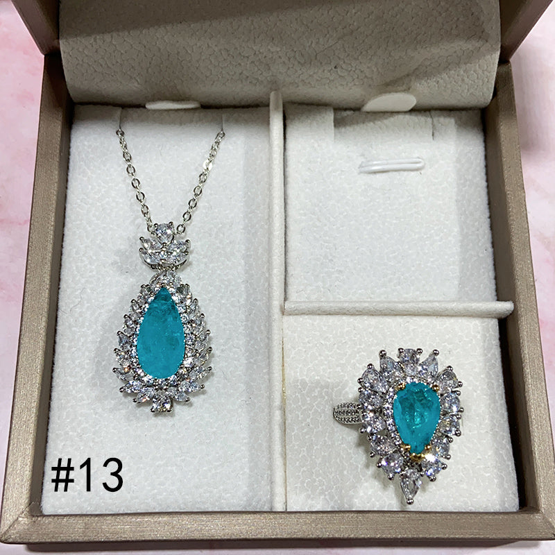 Synthetic Diamond Jewelry Set (Necklace/Ring/Earrings)