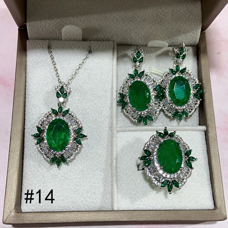 Synthetic Diamond Jewelry Set (Necklace/Ring/Earrings)