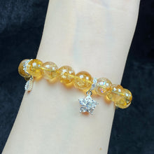 Load image into Gallery viewer, 9MM Citrines Bead Zircon Flower Pendant Bracelet Crystal Yoga Meditation Reiki Healing Jewelry Bangles