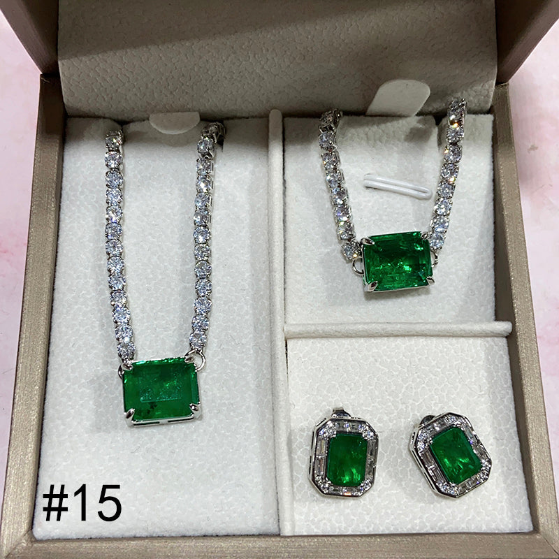 Synthetic Diamond Jewelry Set (Necklace/Ring/Earrings)