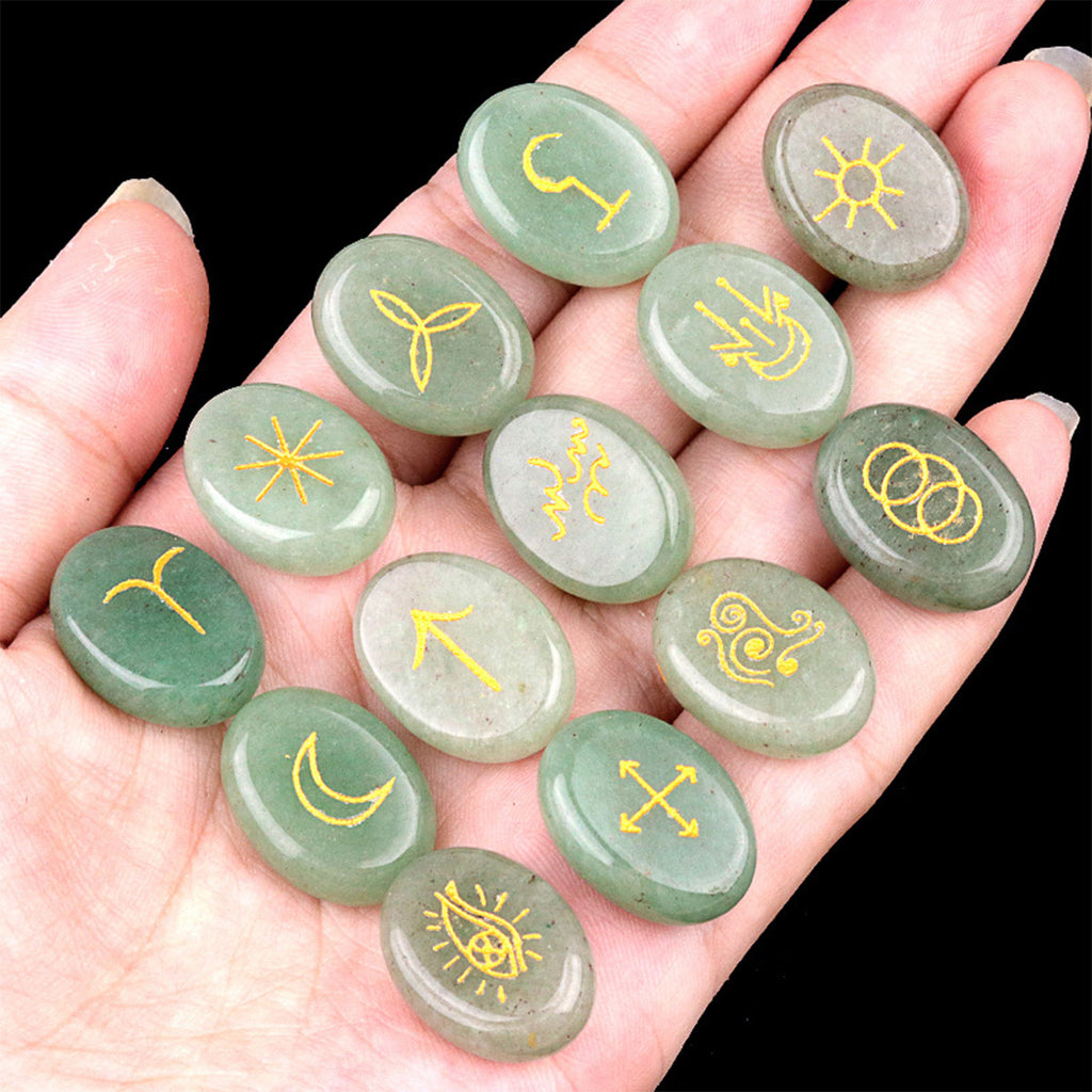 Natural Crystal Carving Witches Runes