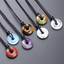 Load image into Gallery viewer, Crystal Carving Peace Buckle Donut Pendant Necklace