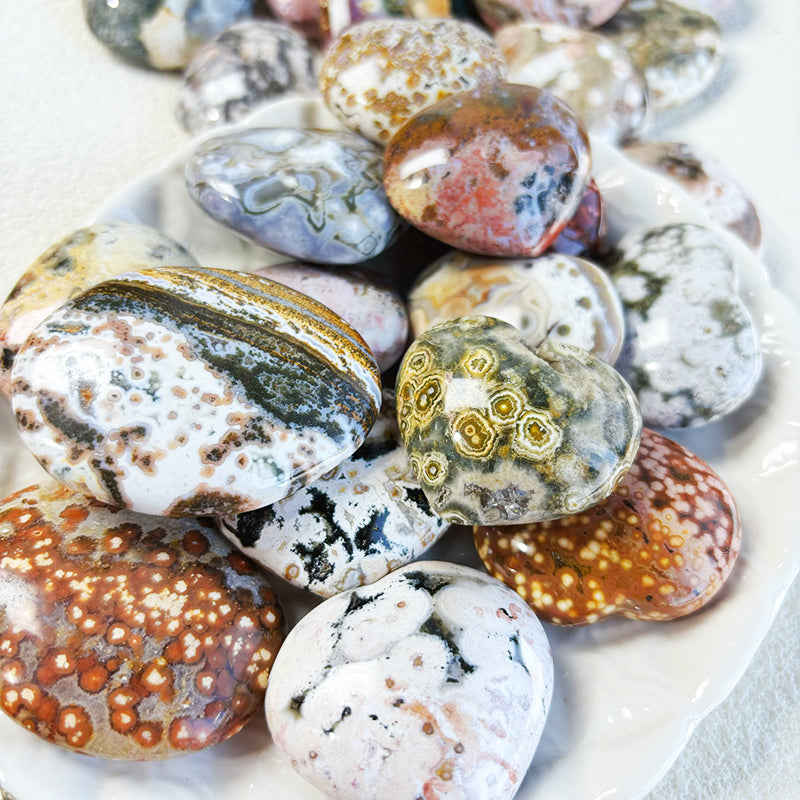 New Ocean Jasper Heart Different Patterns Sea Stone Palm Home Decoration