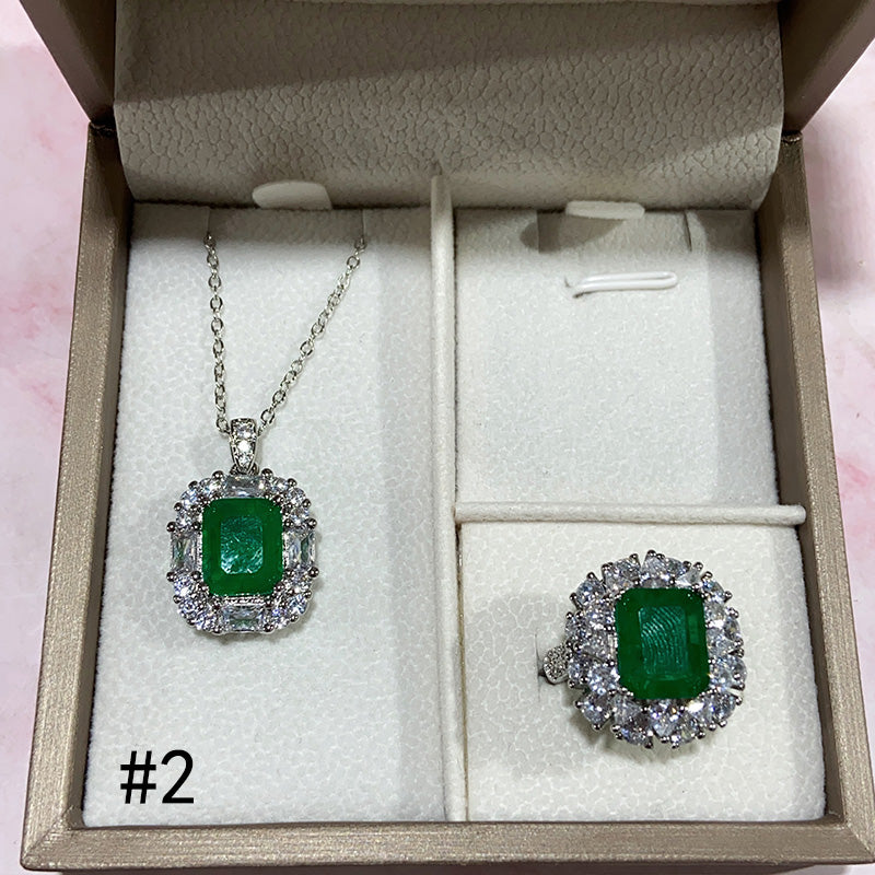 Synthetic Diamond Jewelry Set (Necklace/Ring/Earrings)