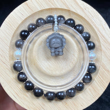 Load image into Gallery viewer, 8MM Silver Obsidian Bead Bracelets Lion Pendant Accessories Crystals Healing Energy Jewelry