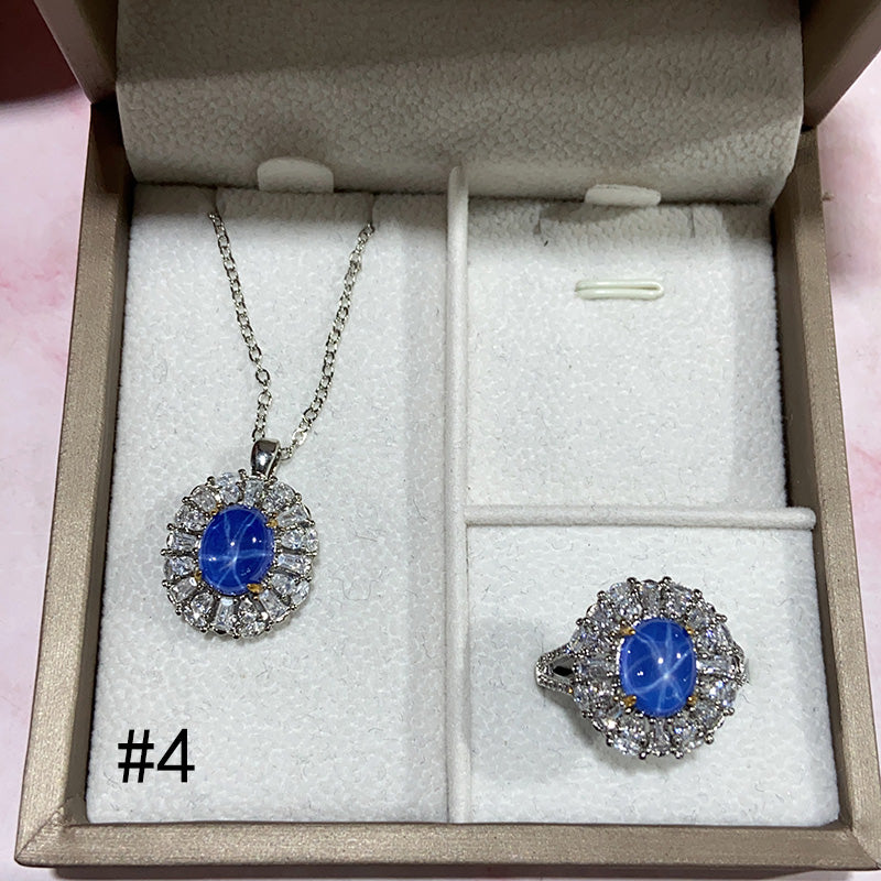 Synthetic Diamond Jewelry Set (Necklace/Ring/Earrings)