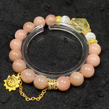 Load image into Gallery viewer, Peach Moonstone Citrine Bead With Golden Sun Chain Pendant Women Jewelry Accessories