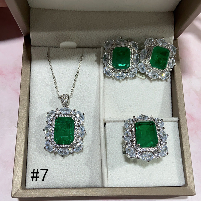 Synthetic Diamond Jewelry Set (Necklace/Ring/Earrings)