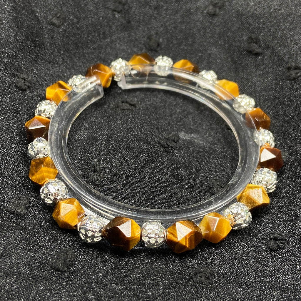 6mm Yellow Tiger Eye Stone Stainless Steel Bracelets Women Men Reiki Healing Stretch Bangles Yoga