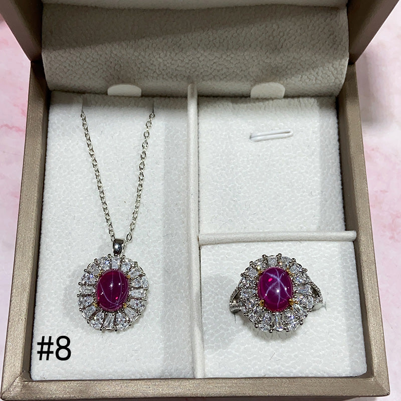 Synthetic Diamond Jewelry Set (Necklace/Ring/Earrings)