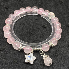 Load image into Gallery viewer, 8MM Rose Quartz Bead With Five-Pointed Star Pendant Crystal Bracelet For Valentine&#39;s Day