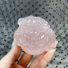 Load image into Gallery viewer, Jin Chan Statue rose quartz Crystal Toad Carved Reiki Healing Stone Animal Figurine Crafts Home Decor