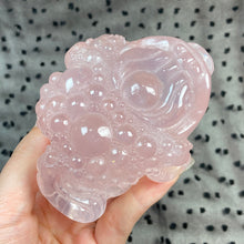 Load image into Gallery viewer, Jin Chan Statue rose quartz Crystal Toad Carved Reiki Healing Stone Animal Figurine Crafts Home Decor