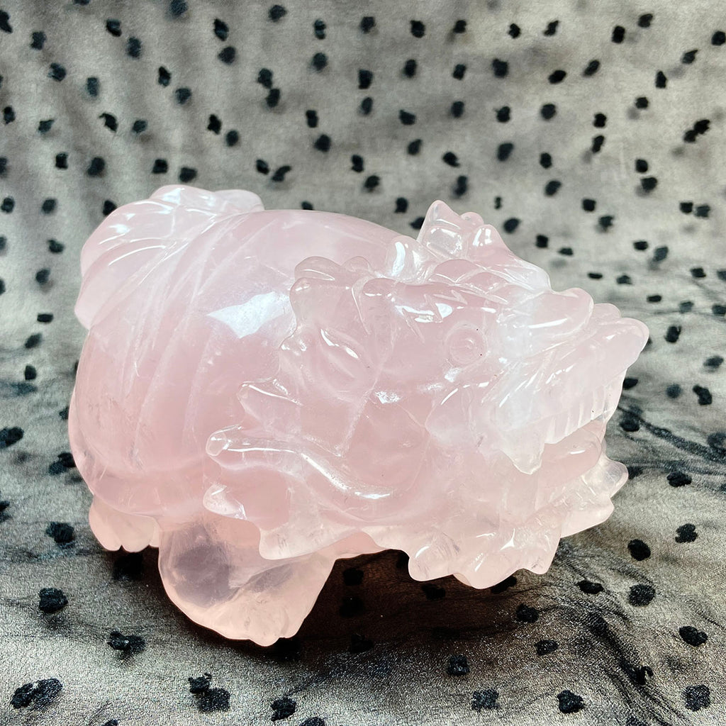 Rose Quartz Pixiu Carved Ornaments Crystal Healing Stone Crafts Handmade Home Decoration