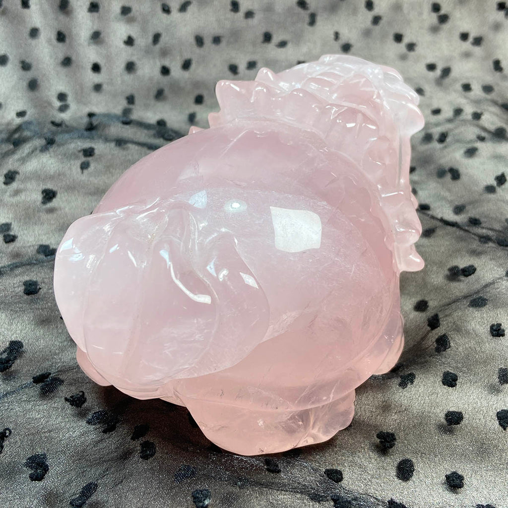 Rose Quartz Pixiu Carved Ornaments Crystal Healing Stone Crafts Handmade Home Decoration