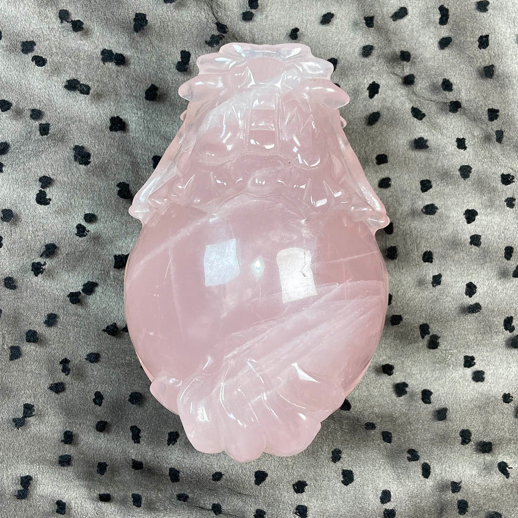 Rose Quartz Pixiu Carved Ornaments Crystal Healing Stone Crafts Handmade Home Decoration