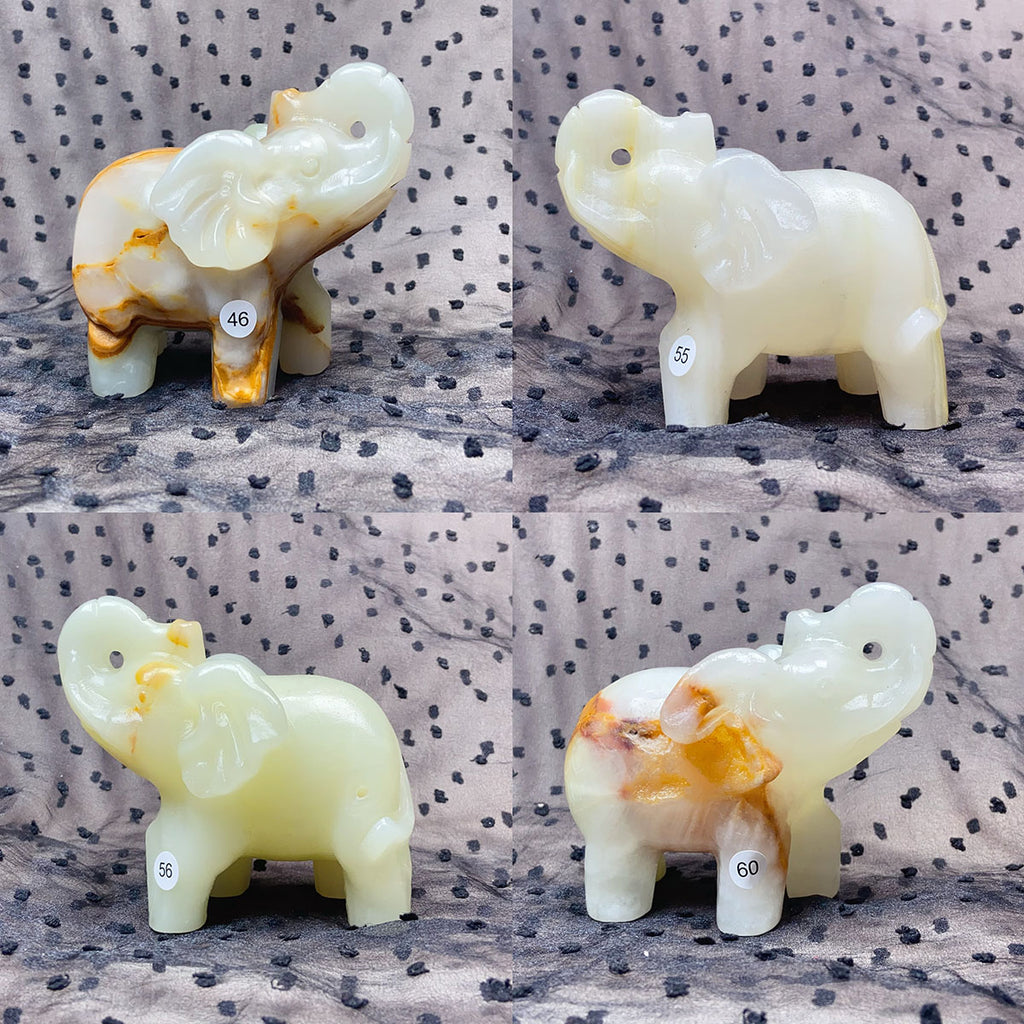 Green Onyx Elephant Hand-Carved Animal Decoration Quartz Statue Healing Stone