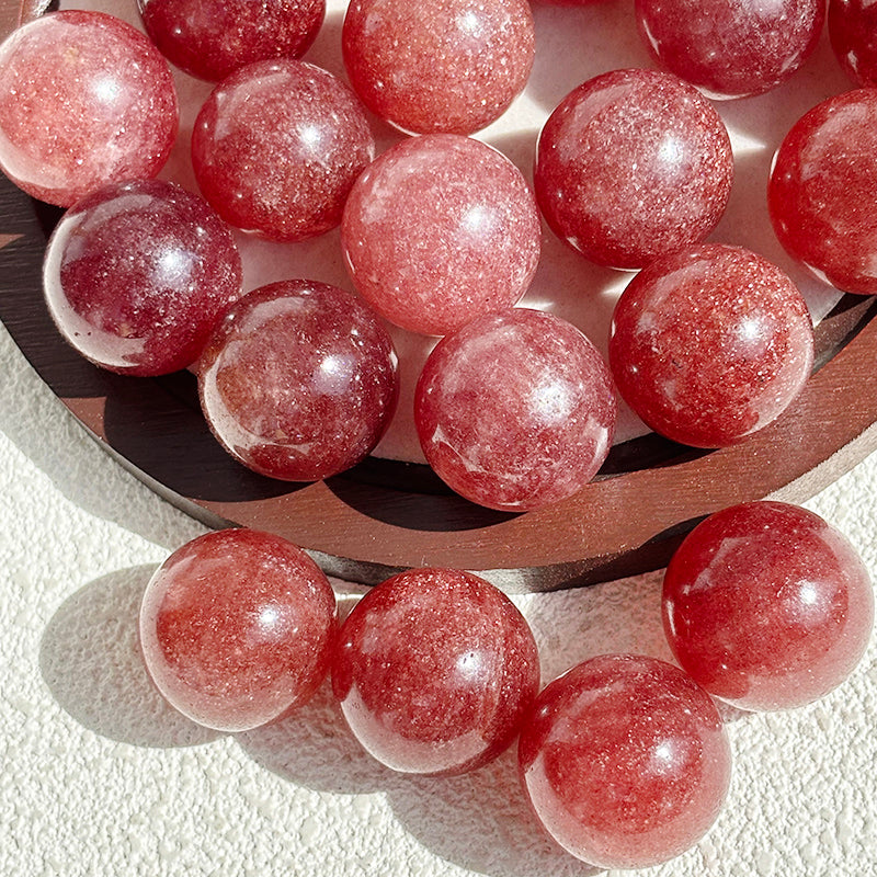 High Quality Pigeon Blood Strawberry Crystal Sphere 24~28mm