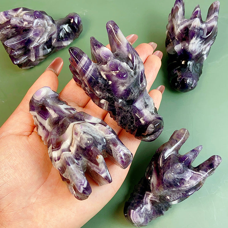 Dream Amethyst Dragon Head Carvings