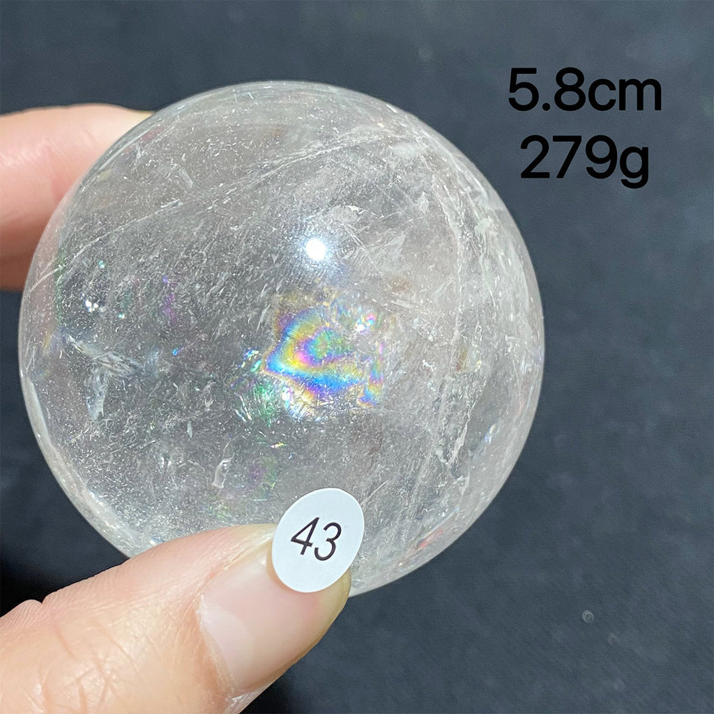 Natural Clear Quartz Rainbow Crystal Sphere