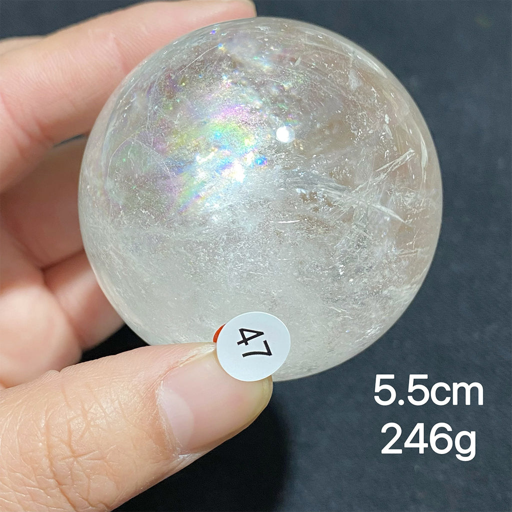 Natural Clear Quartz Rainbow Crystal Sphere