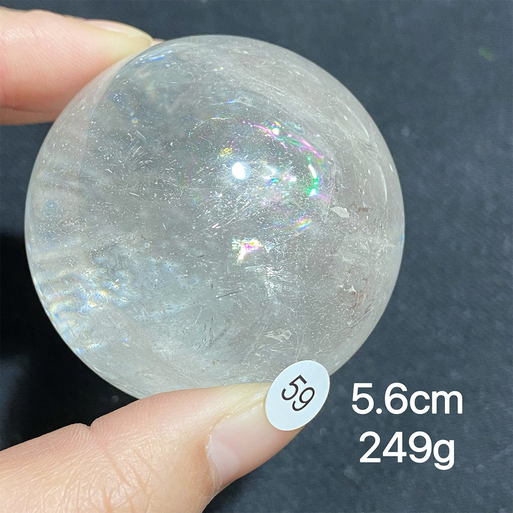 Natural Clear Quartz Rainbow Crystal Sphere