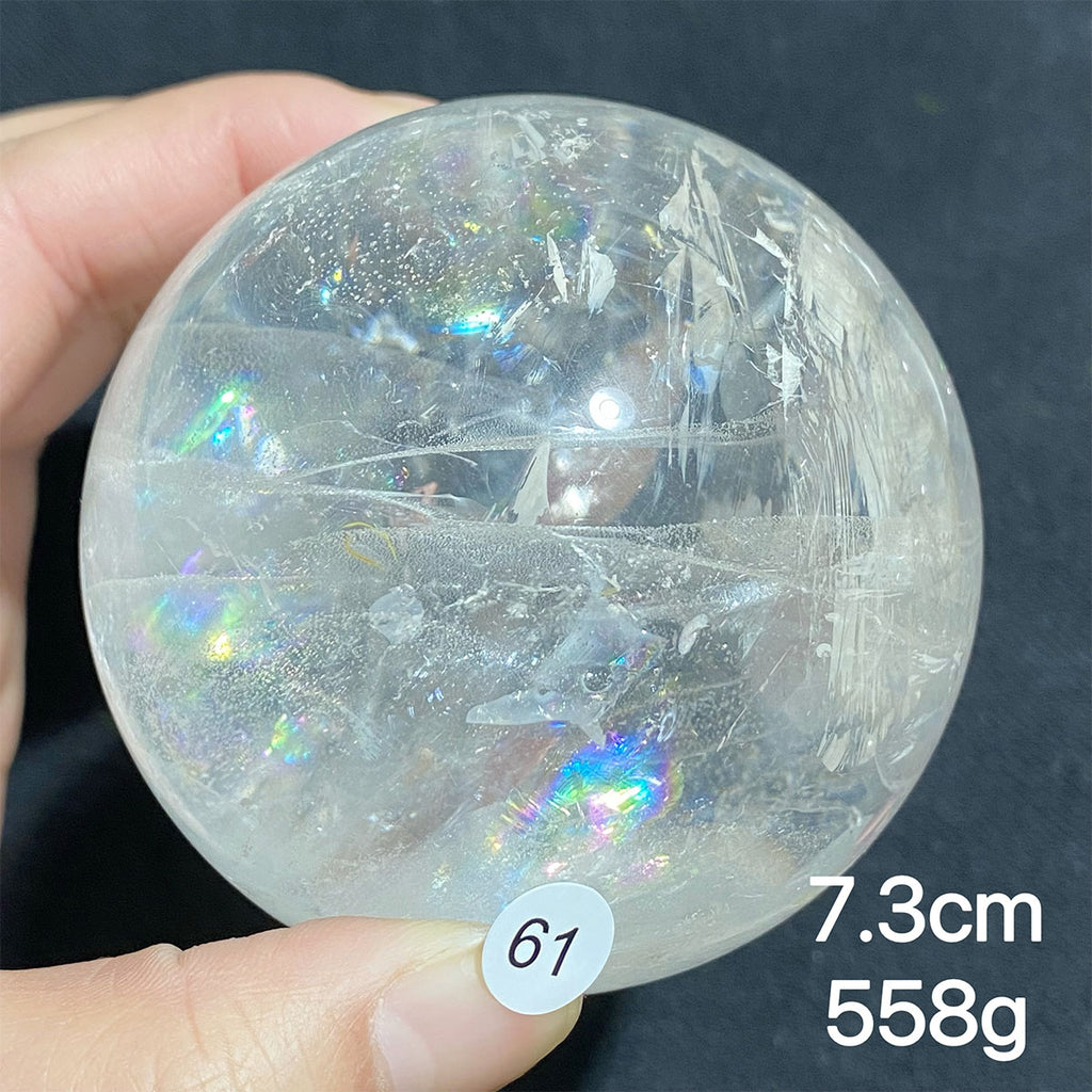 Natural Clear Quartz Rainbow Crystal Sphere