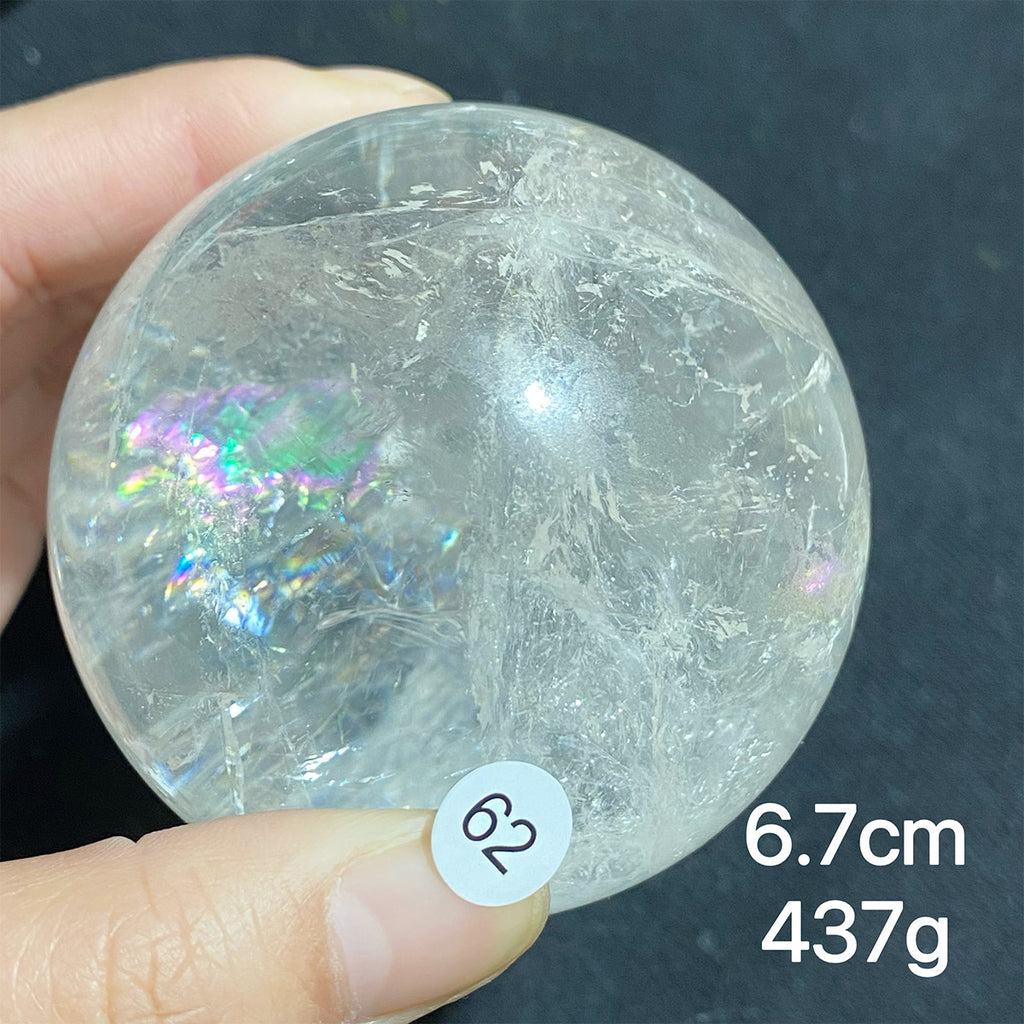 Natural Clear Quartz Rainbow Crystal Sphere