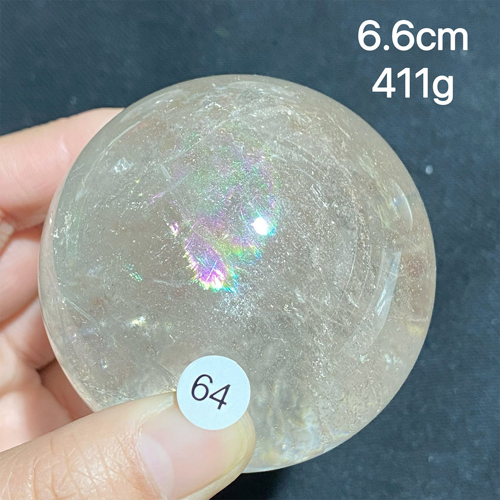 Natural Clear Quartz Rainbow Crystal Sphere