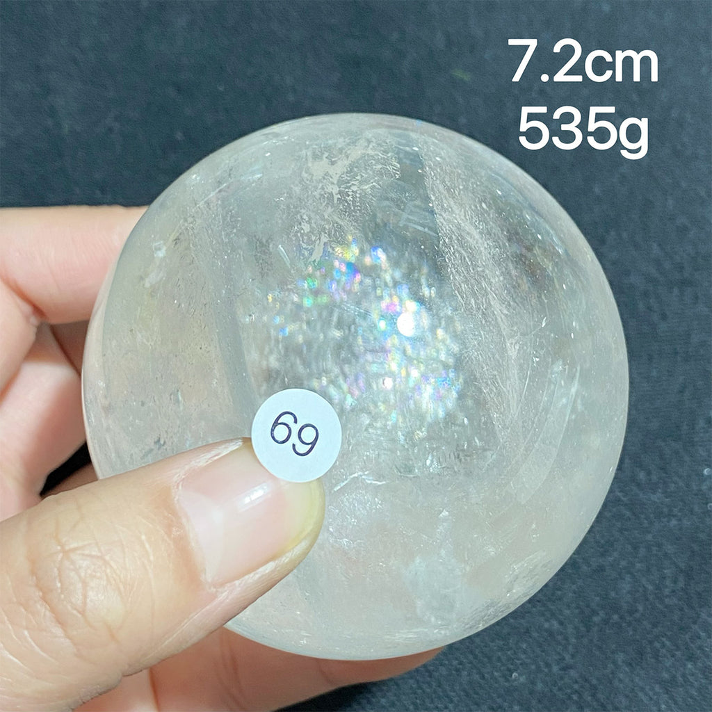 Natural Clear Quartz Rainbow Crystal Sphere