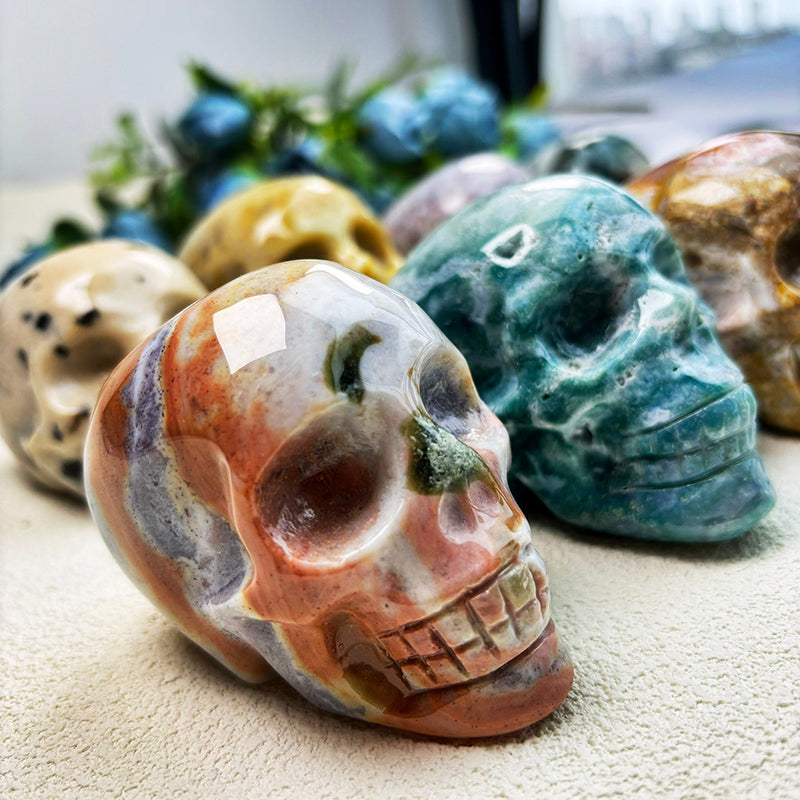 Natural Ocean Jasper Skull