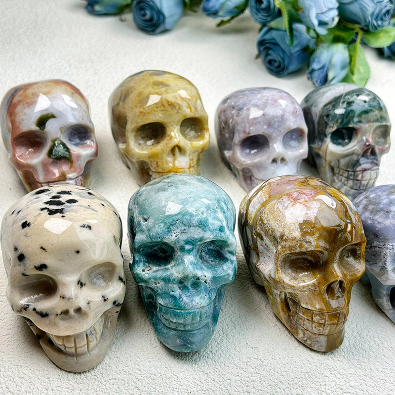 Natural Ocean Jasper Skull