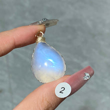 Load image into Gallery viewer, DIY Necklace High Quality Blue Moonstone Water Drop Shape Pendant Double Flash Crystals Stone Decoration