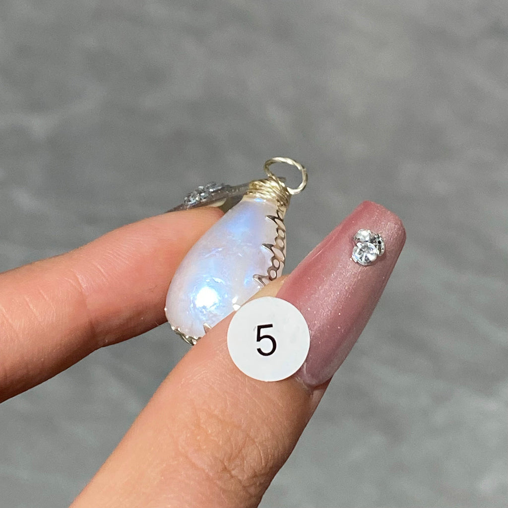 DIY Necklace High Quality Blue Moonstone Water Drop Shape Pendant Double Flash Crystals Stone Decoration