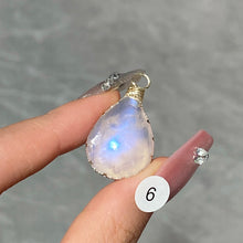 Load image into Gallery viewer, DIY Necklace High Quality Blue Moonstone Water Drop Shape Pendant Double Flash Crystals Stone Decoration