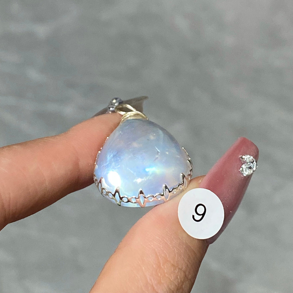 DIY Necklace High Quality Blue Moonstone Water Drop Shape Pendant Double Flash Crystals Stone Decoration