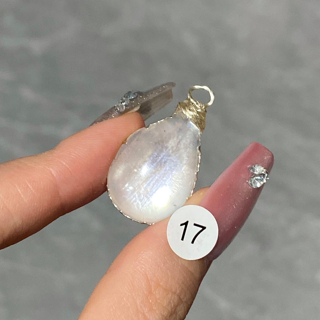 DIY Necklace High Quality Blue Moonstone Water Drop Shape Pendant Double Flash Crystals Stone Decoration