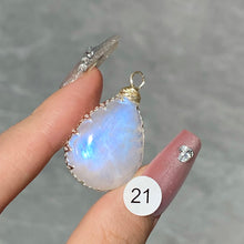 Load image into Gallery viewer, DIY Necklace High Quality Blue Moonstone Water Drop Shape Pendant Double Flash Crystals Stone Decoration