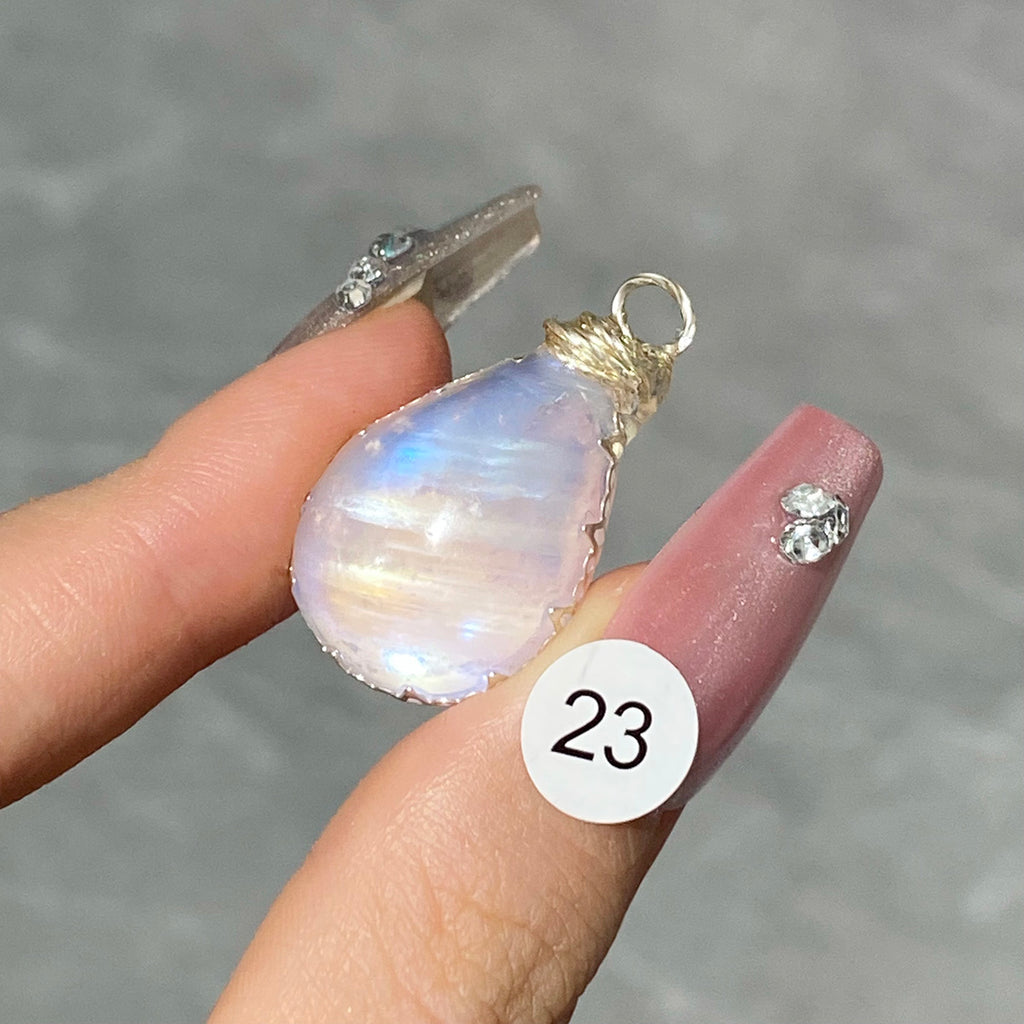 DIY Necklace High Quality Blue Moonstone Water Drop Shape Pendant Double Flash Crystals Stone Decoration