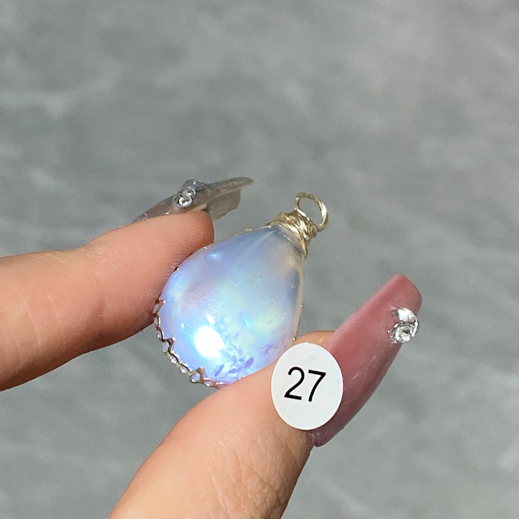 DIY Necklace High Quality Blue Moonstone Water Drop Shape Pendant Double Flash Crystals Stone Decoration