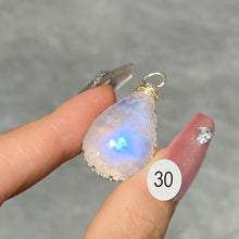 Load image into Gallery viewer, DIY Necklace High Quality Blue Moonstone Water Drop Shape Pendant Double Flash Crystals Stone Decoration