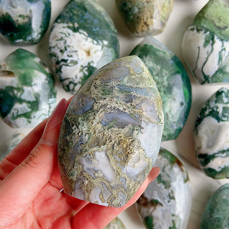 Natural Moss Agate Water Drop Shape /Flame