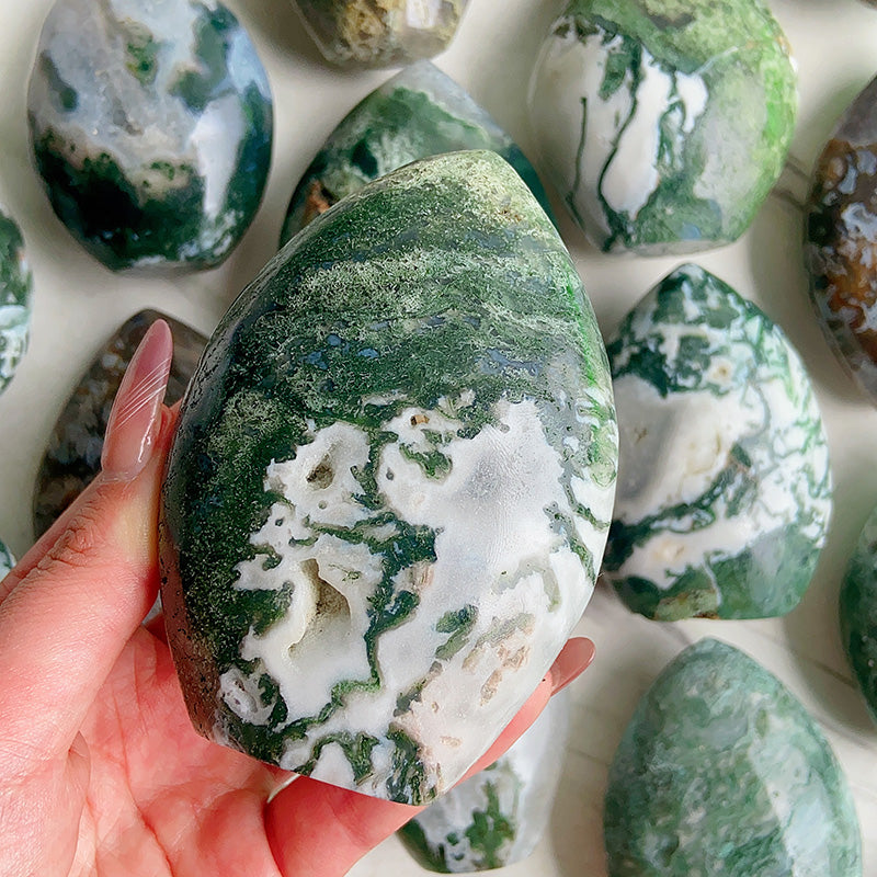 Natural Moss Agate Water Drop Shape /Flame