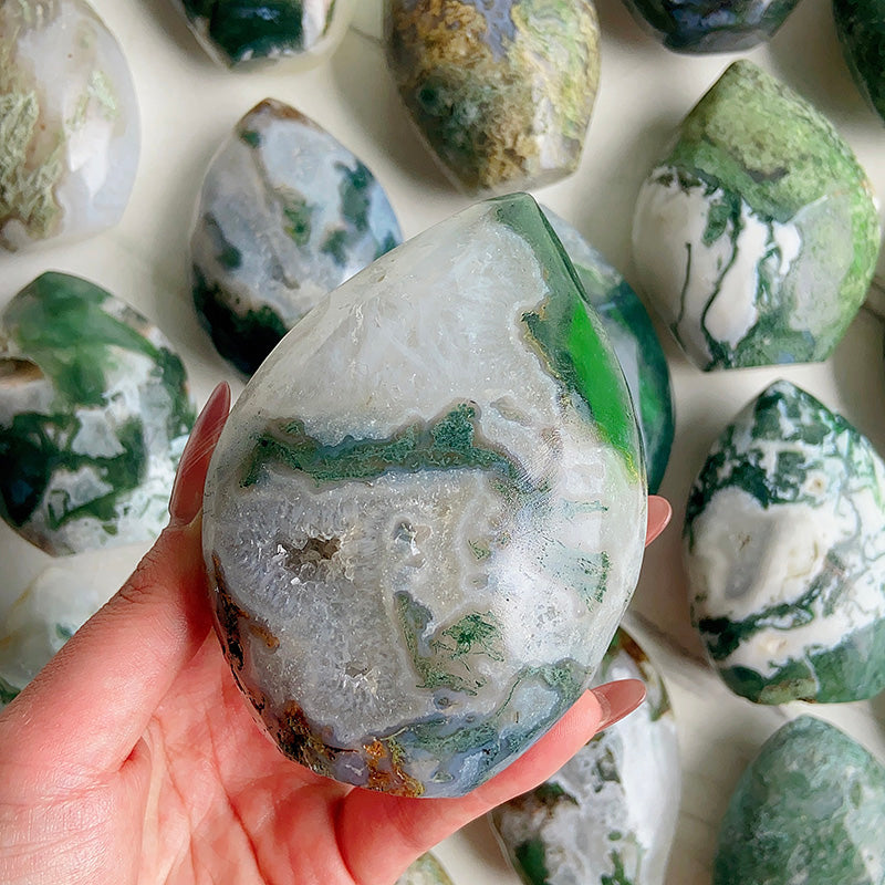 Natural Moss Agate Water Drop Shape /Flame