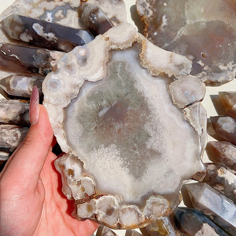 Beautiful Black Flower Agate Slab