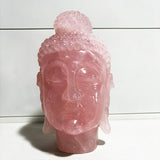 Natural rose quartz buddha head handmade pink crystal carving Home decoration