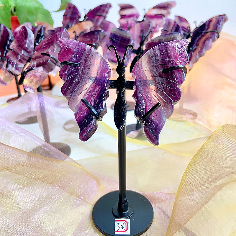 Beautiful Fluorite Butterfly Wings Carving Set (small size)