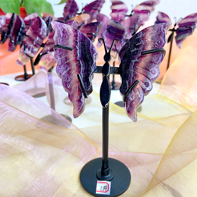 Beautiful Fluorite Butterfly Wings Carving Set (small size)